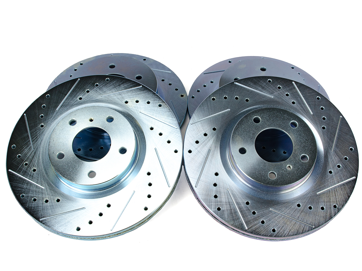 350Z Front and Rear Premium Anti Rust Geomet Coated Drilled and Slotted Brake Rotors MAXJ28096RDS Fits G35 