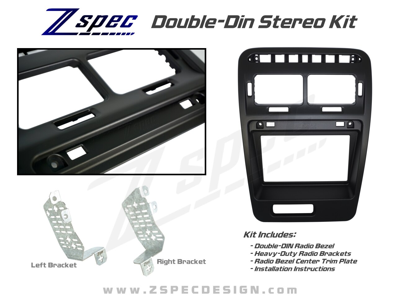 ECOTRIC Double Din Radio Bezel Compatible with 1990-1999 for Nissan 300ZX Z32 Black Radio Bezel with Stock Finish 