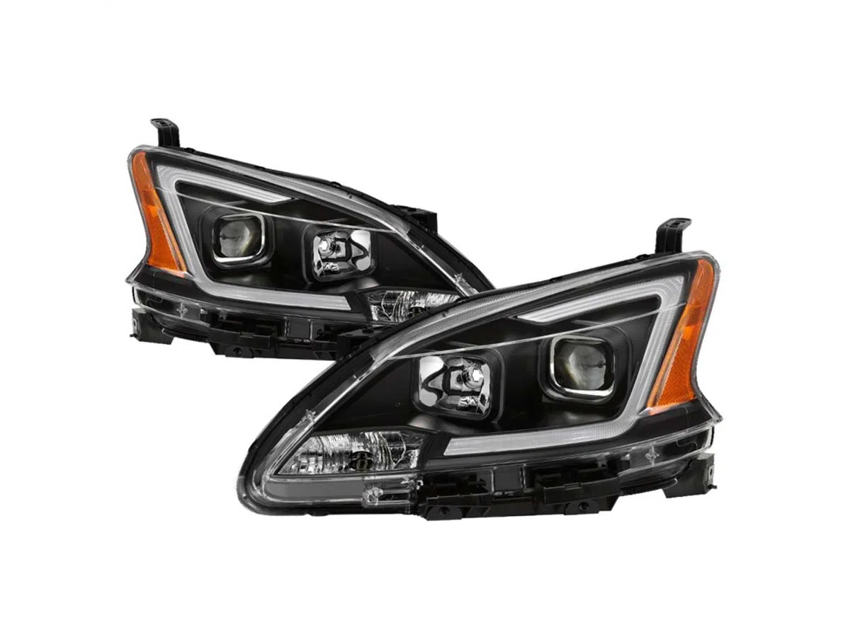 Spyder '13-'15 Sentra Projector Headlights - DRL w/ LED Halos - Black